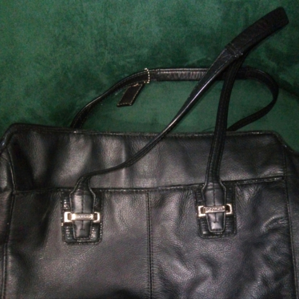 Coach Taylor Leather North South Tote with Sequin-Style Accents in Black #F25941 - Picture 4 of 16